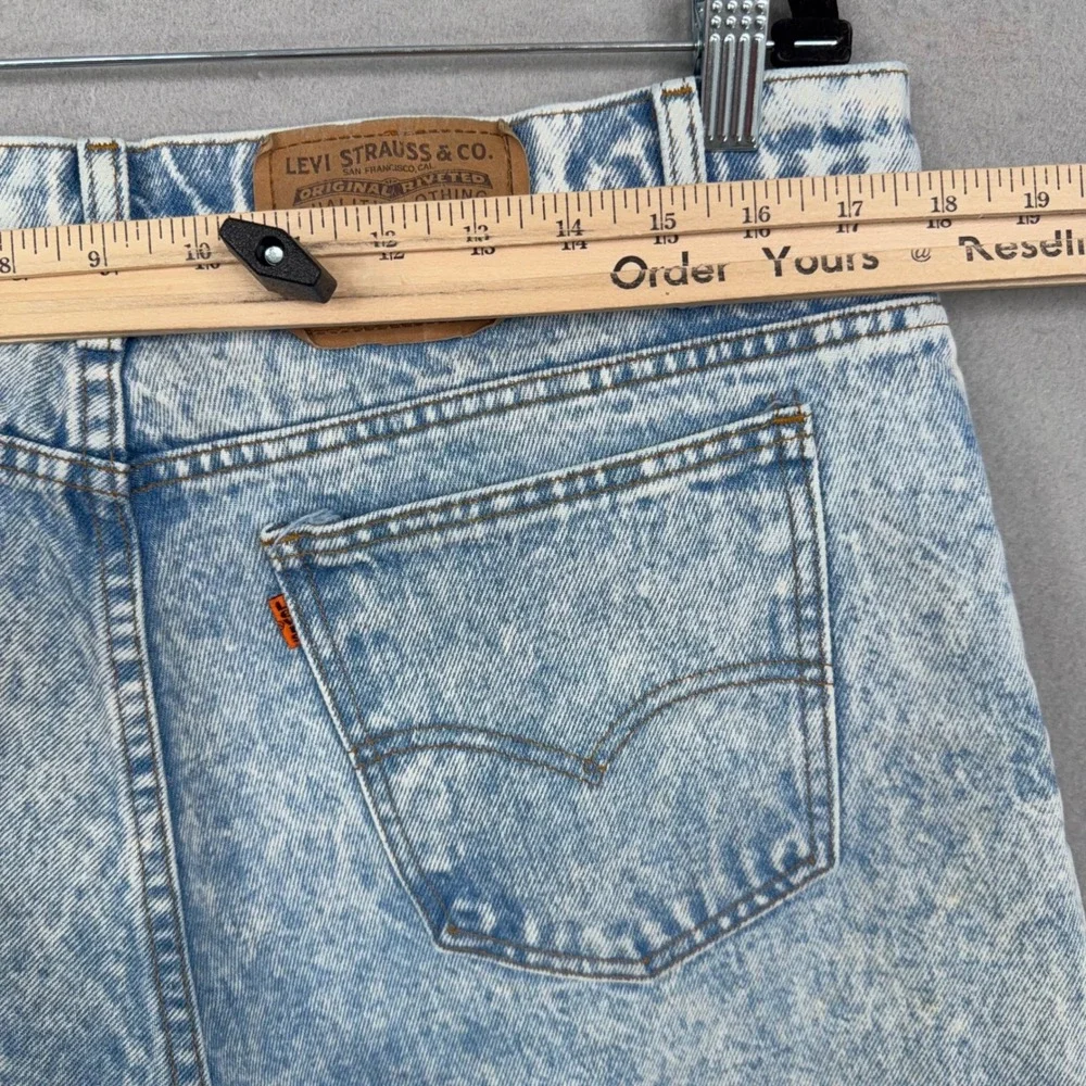 Levis Jeans Men 38x32 Light Blue Acid Wash Relaxed Fit Tapered Orange Tab 90s